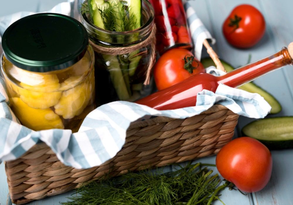 organic food and drinks gift basket