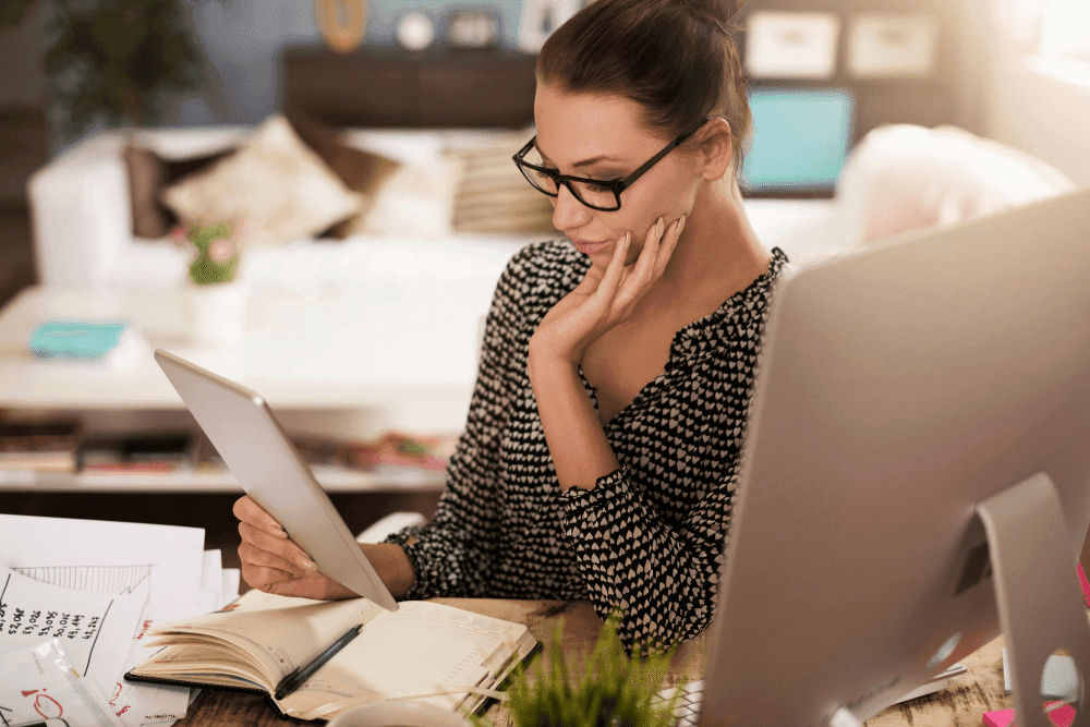 woman using mobile device instead of desktop