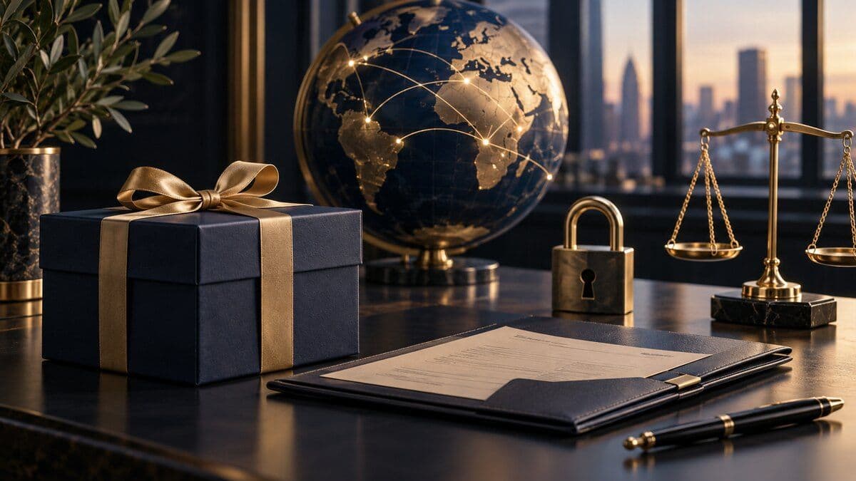 Global compliance map connecting tax, anti-bribery, privacy, customs, and gift-policy controls