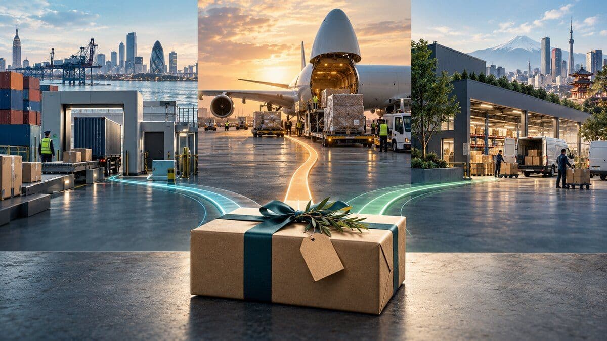 International corporate gift routes through customs, air cargo, and local fulfillment